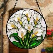 White Calla Lily Stained Glass Suncatcher