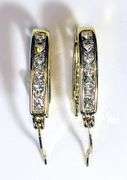 Sparkling 14 Kt Gold Plated Princess Cut Lab Simulated Diamond Hoop Earrings
