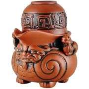Chinese Pi Xiu Purple Clay Teapot and Teacup Set