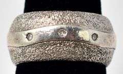 Textured Band Ring with Three Gemstones in Sterling Silver