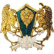 Knighthood Antique Gold Eagle & Lion Head Brooch