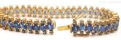 Breathtaking 10.74CTW Oval Faceted Kyanite & 2.50CTW Diamond Bracelet in 14K Yellow Gold Over Sterli