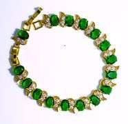 Stunning 18 Kt Yellow Gold Plate 4 Piece Lab Simulated Emerald Jewelry Set