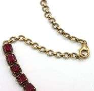 Amazing 40.00CTW Emerald-Cut Ruby & 3.50CTW Diamond Necklace in 14K Yellow Gold Over Sterling Silver