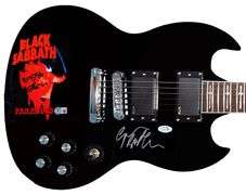 Black Sabbath Autographed 1/1 Custom Graphics Photo Guitar BAS Witness