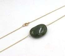 Vintage Yellow gold green Jade bean necklace