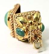 Gorgeous Heavy 18K Yellow Gold Turquoise Fob/Pendant