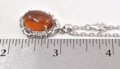 Precious 9.30CTS Oval Shaped Cabochon-Cut Feldspar & Sapphire Gemstone Pendant Necklace in Sterling 