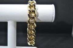 Huge 91.5 Gram 14 Kt Gold Plated Curb Link Bracelet