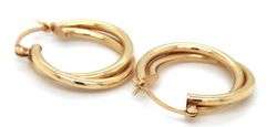 Popular 14K YG Double Hoop Nickel Sized Earrings