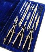 Early German Tower Drafting Set in Case