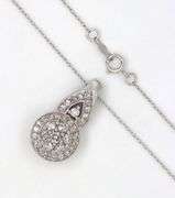 10kt White gold 0.85ctw diamond cluster pendant on chain