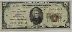 1929 Series $20 Boston Mass National Currency Note
