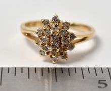 Sparkling 14k Yellow Gold Diamond Cluster Ring