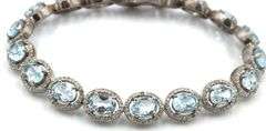 Dreamy 14.10CTW Oval Emerald-Cut Blue Topaz & 3.00CTW Diamond Tennis Bracelet in 14K White Gold Over