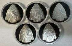5 Beautiful 1 Troy Oz pure .999 fine silver Arrow Heads. Custom capsules