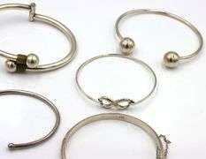 Vintage 925 sterling silver group lot of 5 cuff bangles