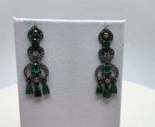 Handmade Elegant Earrings with 2.5ct Natural Colombian Emeralds & 1.5ct Diamond Accents