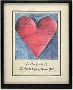 Highly Collectible Jim Dine Signed Limited Edition Offset Lithograph 'The Philadelphia Heart', 1984