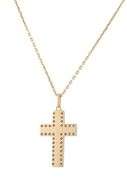 New 0.33ctw Diamond Outlined Cross Pendant Necklace in 14K