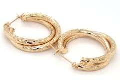 14kt Yellow gold diamond cut crossover hoop earrings