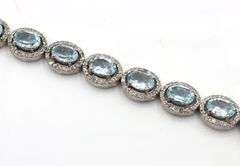 Dreamy 14.10CTW Oval Emerald-Cut Blue Topaz & 3.00CTW Diamond Tennis Bracelet in 14K White Gold Over