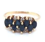 Pretty 10K YG Marquise Sapphire Ring