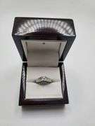 14k white gold diamond wedding band, size 7 -4.0 gr
