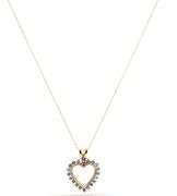 10kt Yellow gold diamond heart shaped pendant on chain