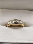 14k yellow & White gold diamond band, size 7.5 -3.6 gr