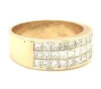 14kt Yellow gold 1ctw invisible set diamond wide band