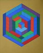 Highly Collectible Victor Vasarely Signed Screenprint 'Sin-Hat-A', 1974