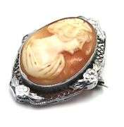 Vintage Base metal cameo brooch