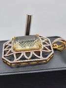 Massive 79.0 ct Lemon-Cut Natural Quartz Pendant with Diamond Accents in Sterling Silver