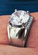 Men's 18 Kt White Gold Plate 5 Ct Lab Simulated Diamond Ring