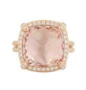 David Yurman Morganite and 0.30ctw Diamond Frame Ring in 18K