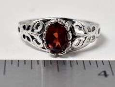 Red Garnet Gemstone Ring in Sterling Silver