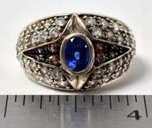 Blue Sapphire Ring with Colored Accents in Sterling Silver