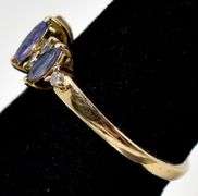 Beautiful 14K Yellow Gold Blue Gemstone and Diamond Ring
