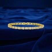 18 Kt Yellow Gold Plated 7.25 Ctw Lab Simulated Diamond Tennis Bracelet