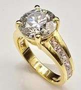 Large 14 K Yellow Gold Plated Huge 5 Ct Lab Simulated Diamond Ring