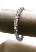 18 Kt White Gold Plated Lab Simulated 26 Ctw White Diamond Tennis Bracelet