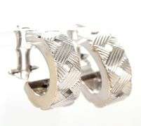 14kt White gold woven wide hoop earrings