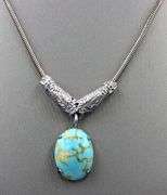 Vintage 925 sterling silver Turquoise pendant on chain