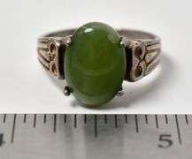 Green Gemstone Band Ring in Sterling Silver