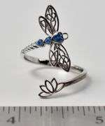 Cute Dragonfly Ring with Blue Gemstones in Sterling Silver