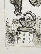 Rare Marc Chagall Signed Lithograph on Japon Nacre Paper Double Gray Portrait
