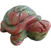 Hand-Carved Unakite Turtle Gemstone