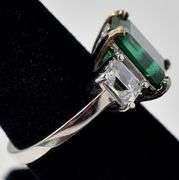 Octagon Cut Green Gemstone with White Accents in Sterling Silver