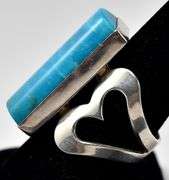 Large Turquoise Gemstone Ring in Sterling Silver